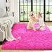 Fluffy Bedroom Rug Plush Fuzzy Rugs for Kids Room 2x3 Feet, Hot Pink
