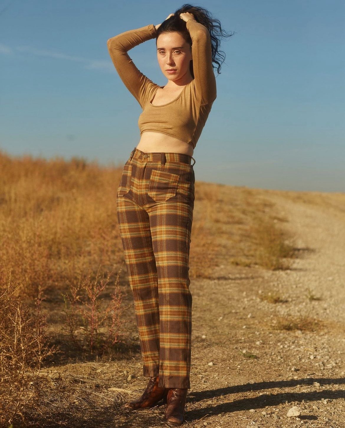 Lykke Wullf Juliet Crop Top Shirt Beige Vintage S
