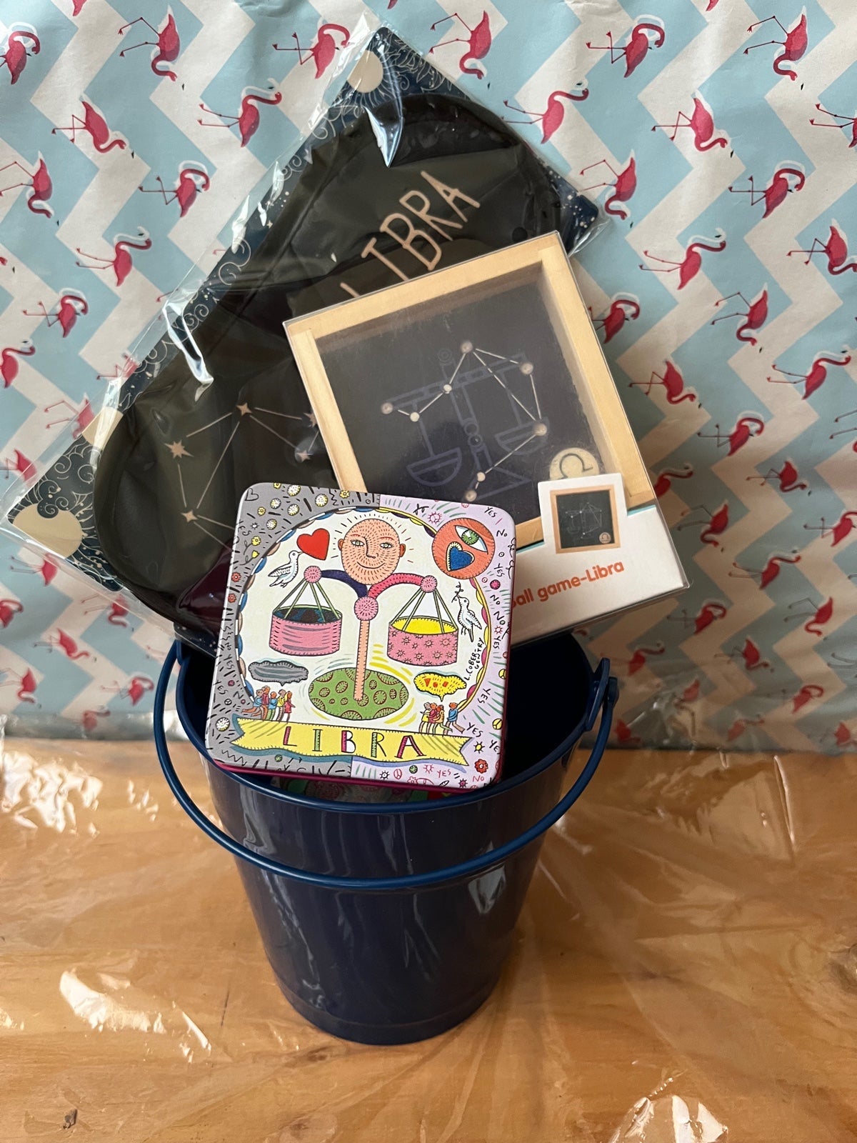 Libra Zodiac 4pc Gift Set - Engraved Soap, Beauty Eye Mask, Ball Game & Bucket