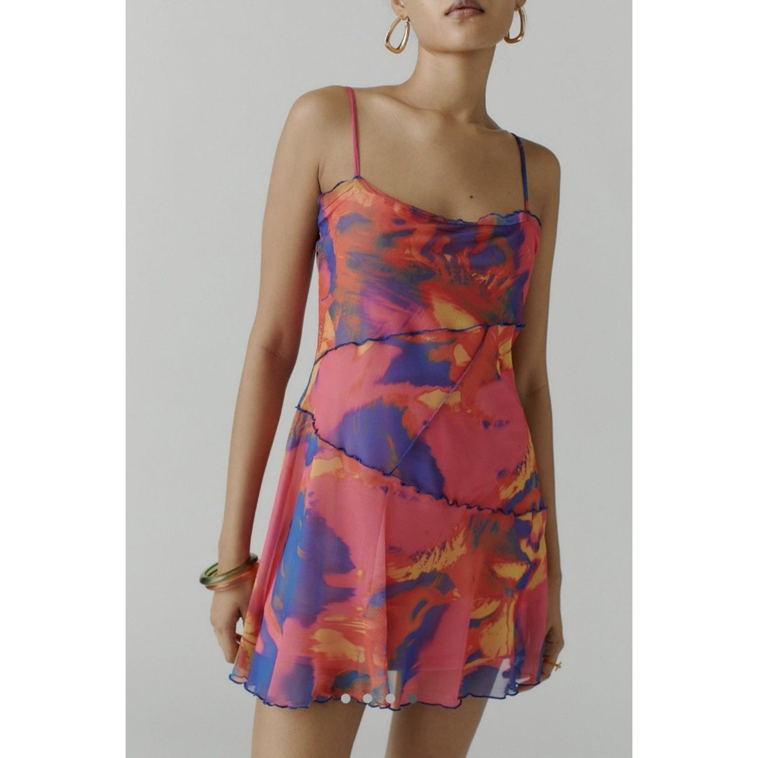Urban Outfitters UO Moxie Mesh Mini Slip Dress Pink Size XS Cute