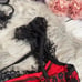 Sexy Red Lace Teddy with Black Lace Overlay Lingerie