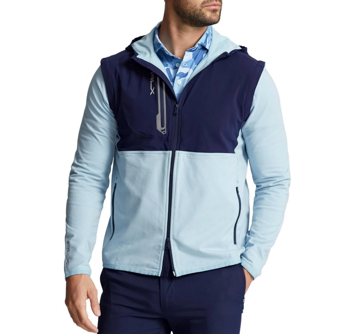 RLX Ralph Lauren Golf Mens Convertible Stretch Terry Jacket Blue MEDIUM NWT 248