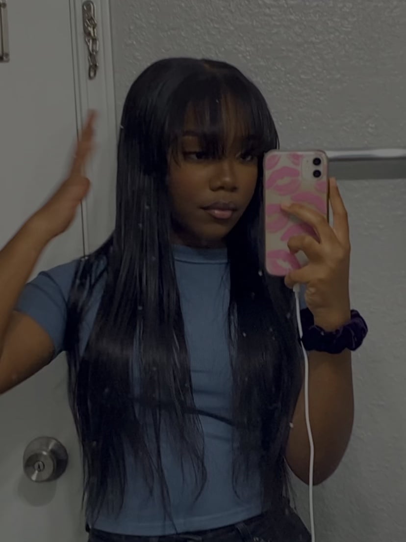 Glueless hair wig with bangs