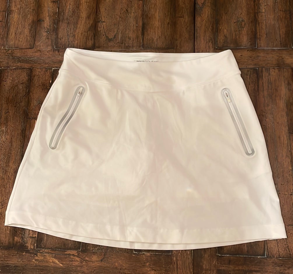 Nike womens golf white pockets underneath shorts skirt tennis Skort size L
