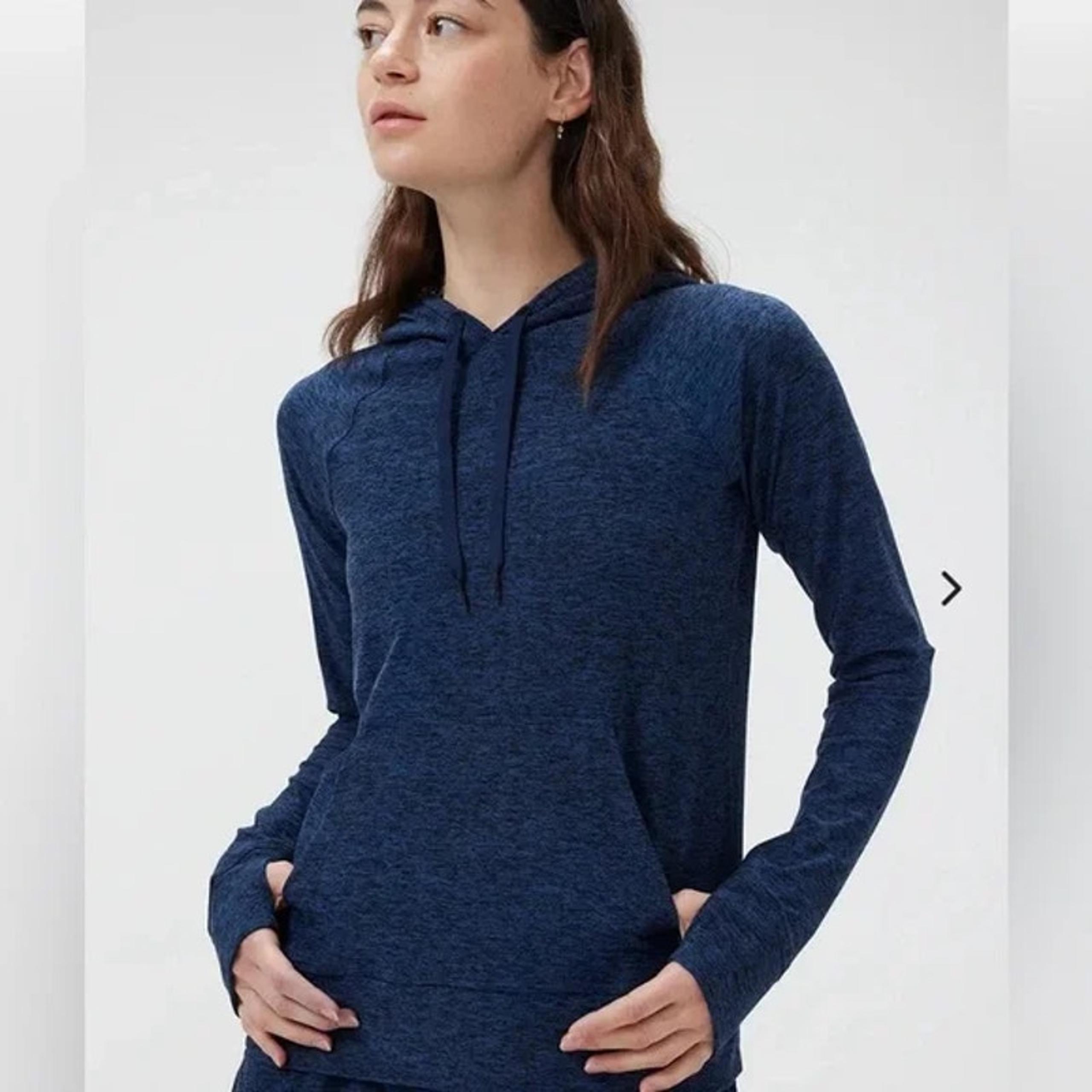 Outdoor Voices Cloudknit Long Sleeve Pullover Hoodie Navy Blue Women's Size XL
