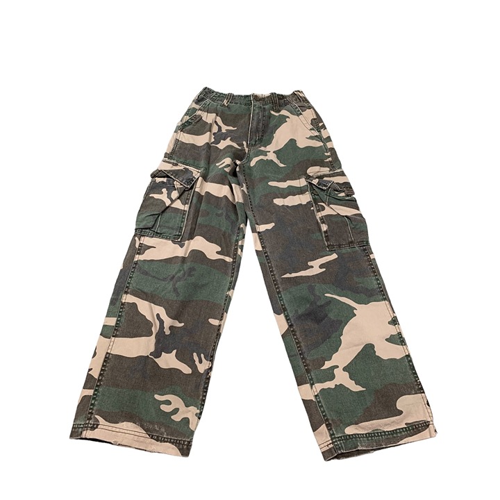 Japanese machine Camouflage Womens 12 Cargo Pants With Pockets Elastic Waist