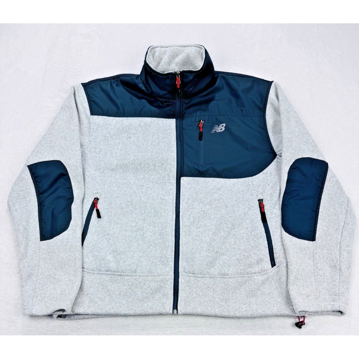 New Balance Mens L Gray Zip Front Fleece Jacket Fleece 100% All Weather