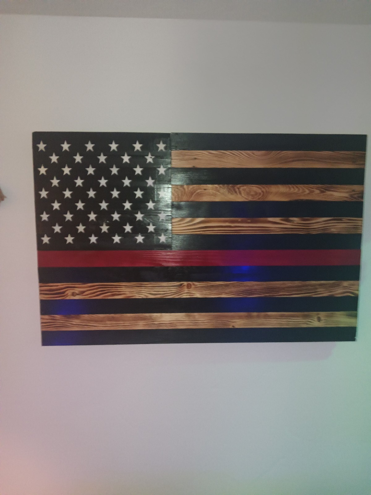 39x25 inch wooden firefighter support flag