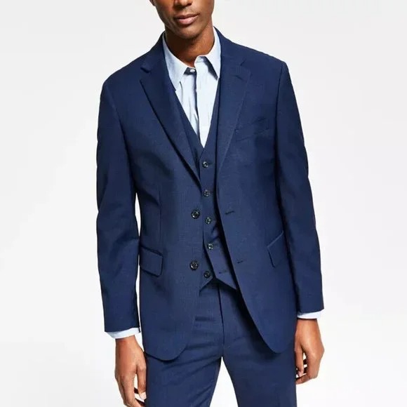 New Tommy Hilfiger Men Modern Fit Th Flex Stretch Solid Suit Jacket Blue SZ 44R