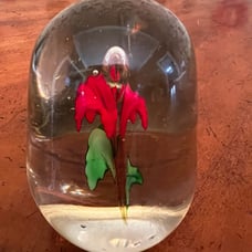 Vintage UV Reactive Art Glass Flower Paperweight