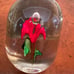 Vintage UV Reactive Art Glass Flower Paperweight