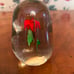 Vintage UV Reactive Art Glass Flower Paperweight