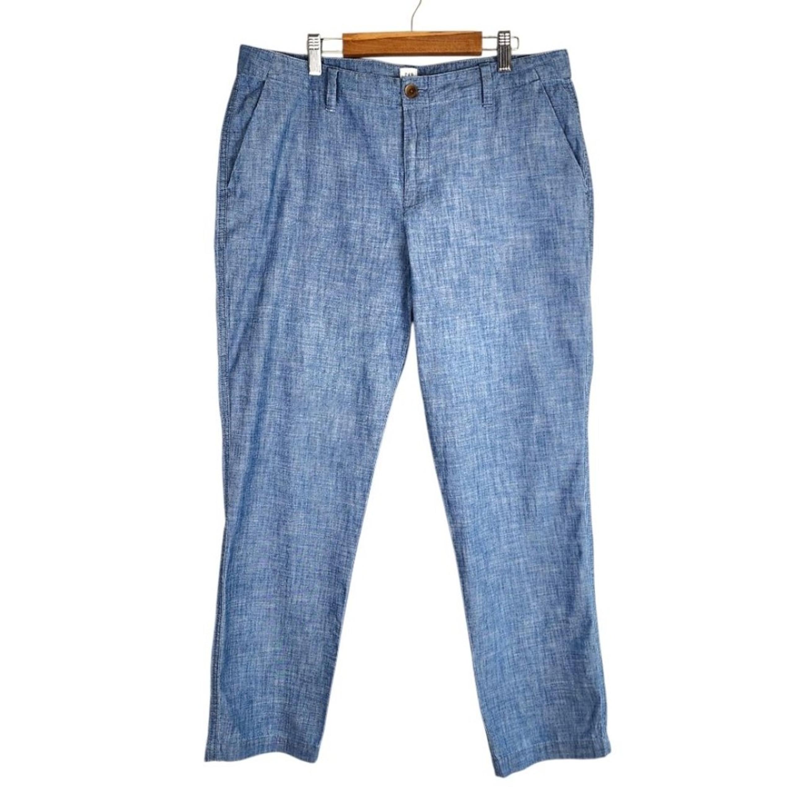 GAP Girlfriend Khakis Chino Pants Indigo Chambray Blue Cotton Size 10