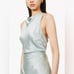 Reformation Anaiis Silk Draped-Neck Maxi Dress in Aquamarine Size 8 NWT