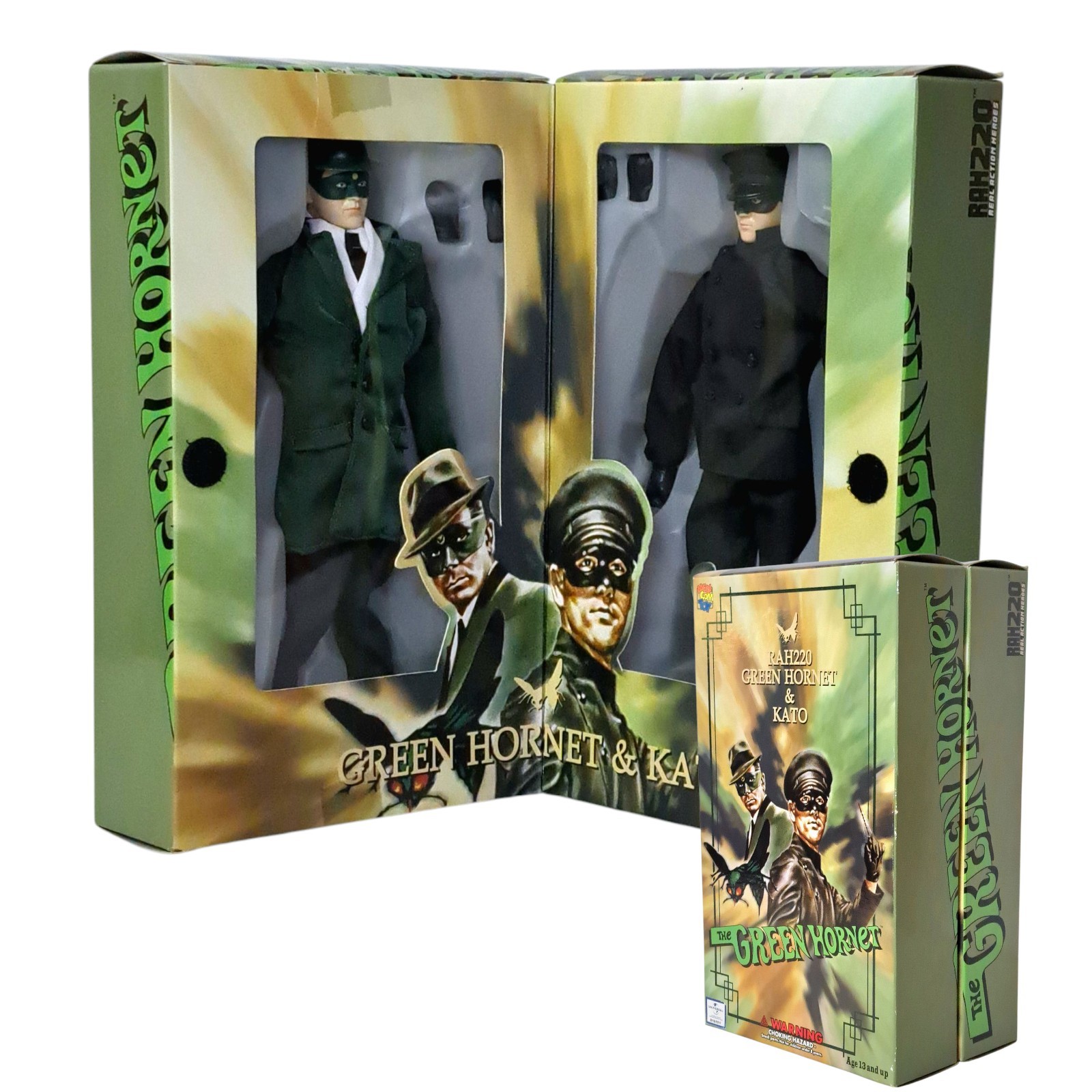 Medicom RAH220 Green Hornet & Kato Action Figure Set Bruce Lee, 8.7 H, New