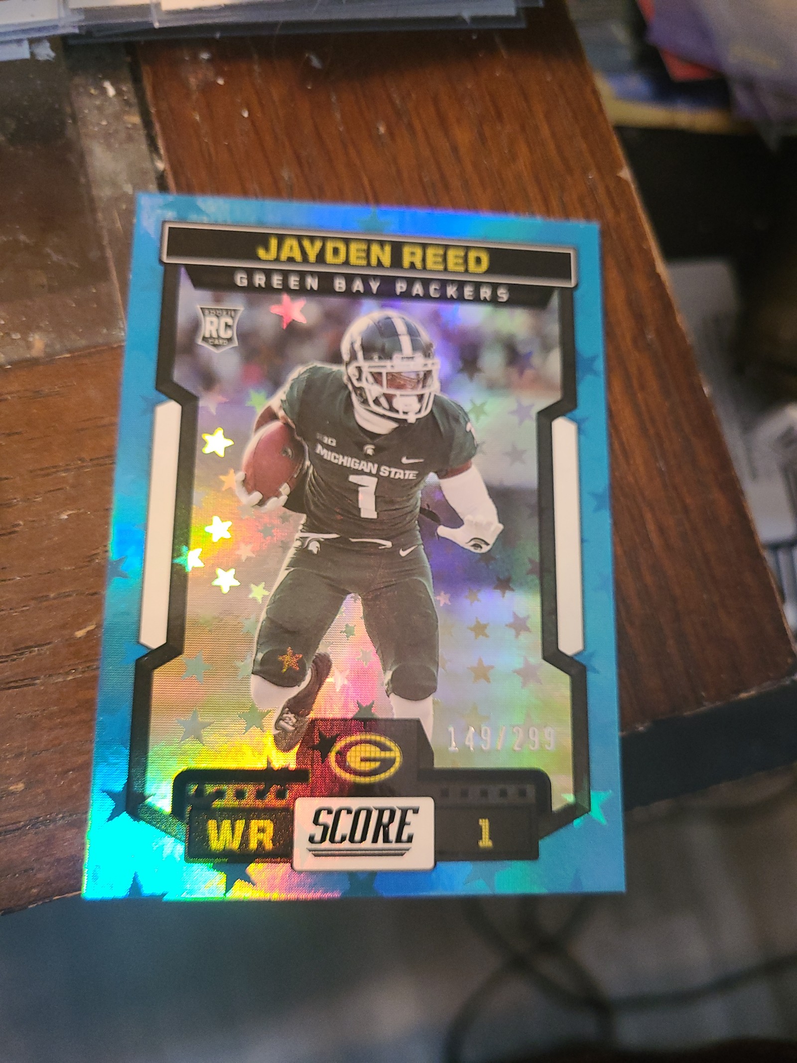 JAYDEN REED PACKERS ROOKIE CARD #363 149/299 BLUE STAR FOIL