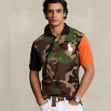 Men's Custom Slim Fit Big Pony Mesh Polo Shirt Medium Size
