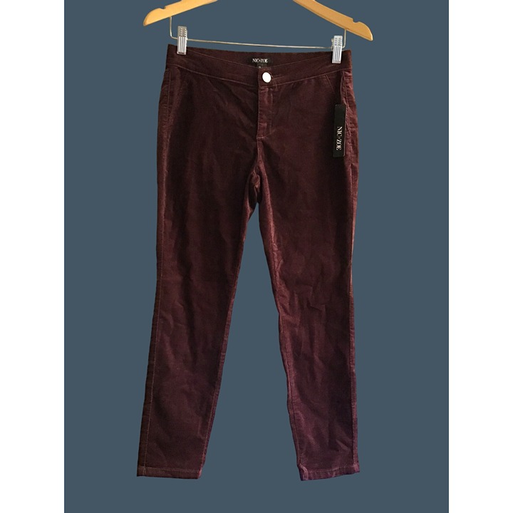 NIC & ZOE - WOMENS WINTERBERRY CORDUROY 70% COTTON MID-RISE SKINNY PANTS SIZE 2P