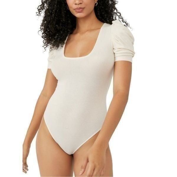 FREE PEOPLE So Fresh Modal Blend Bodysuit Top, Ivory, Medium, (8/10) NWT
