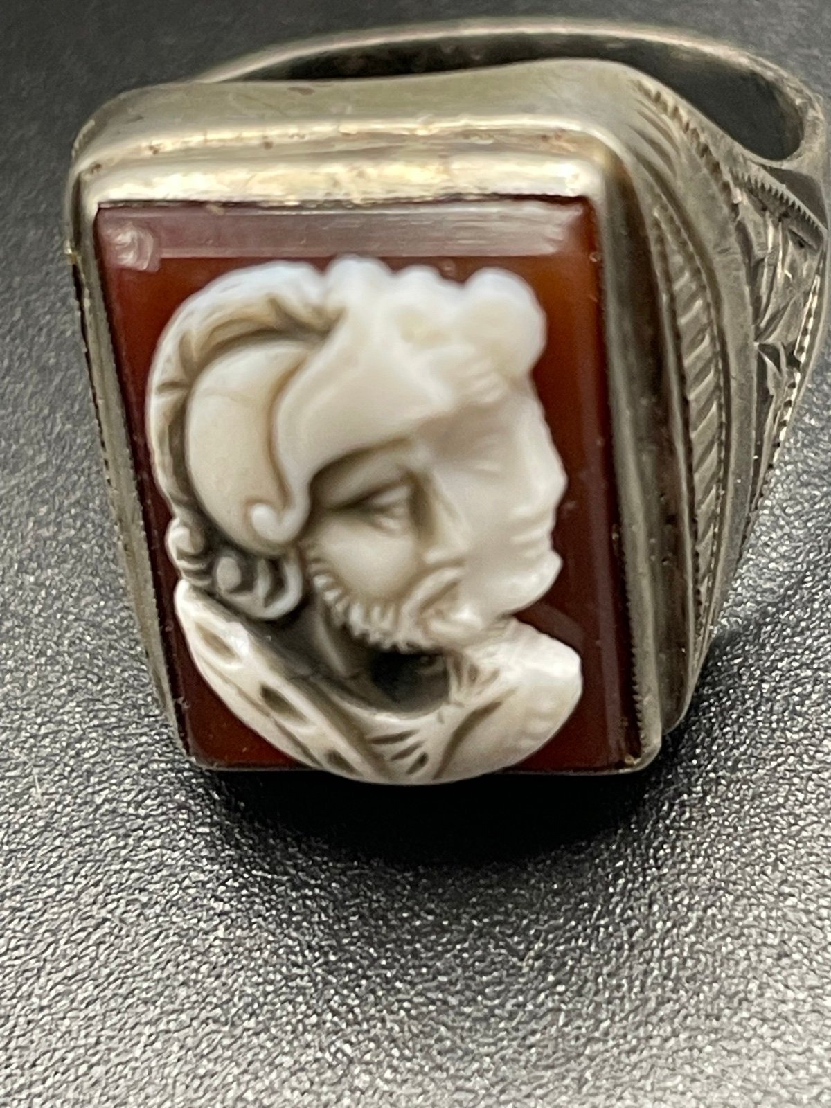 Sterling Roman double face man cameo ring