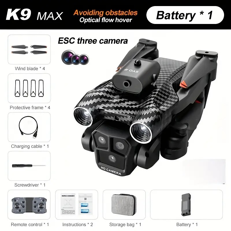 Dual Battery Drone w/ 360° Obstacle Avoidance and Optical Flow Positioning
