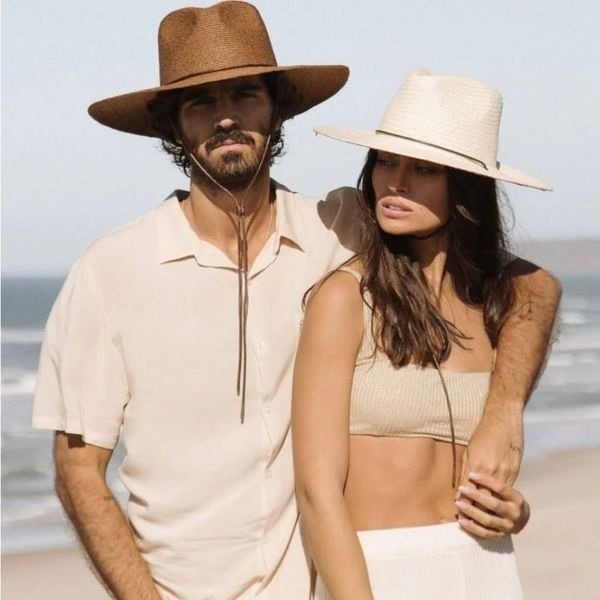 NWT Will + Bear Hat Co Unisex Rider Bone White Palm Straw Hat- Size Large