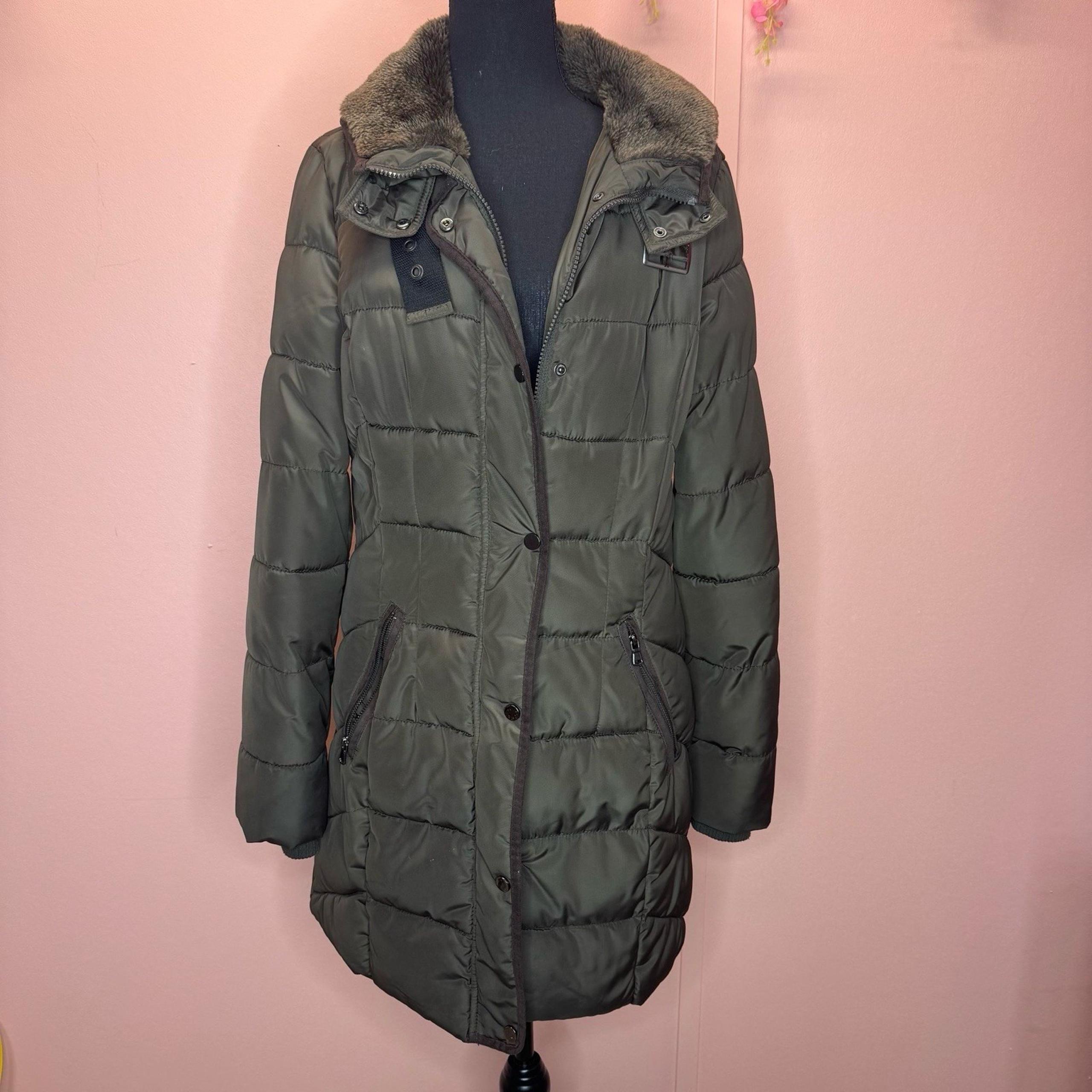 George Women's Mid Length Puffer Coat/Jacket Size 6  Brown Collar Belt
