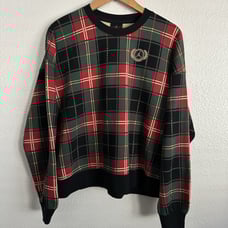 Air Jordan Essential Crest Plaid Fleece Crewneck Sweater Women's Size XL