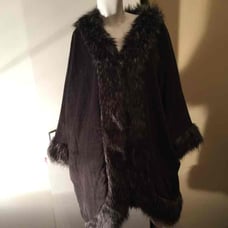Adrienne Landau gray faux fur coat 2X