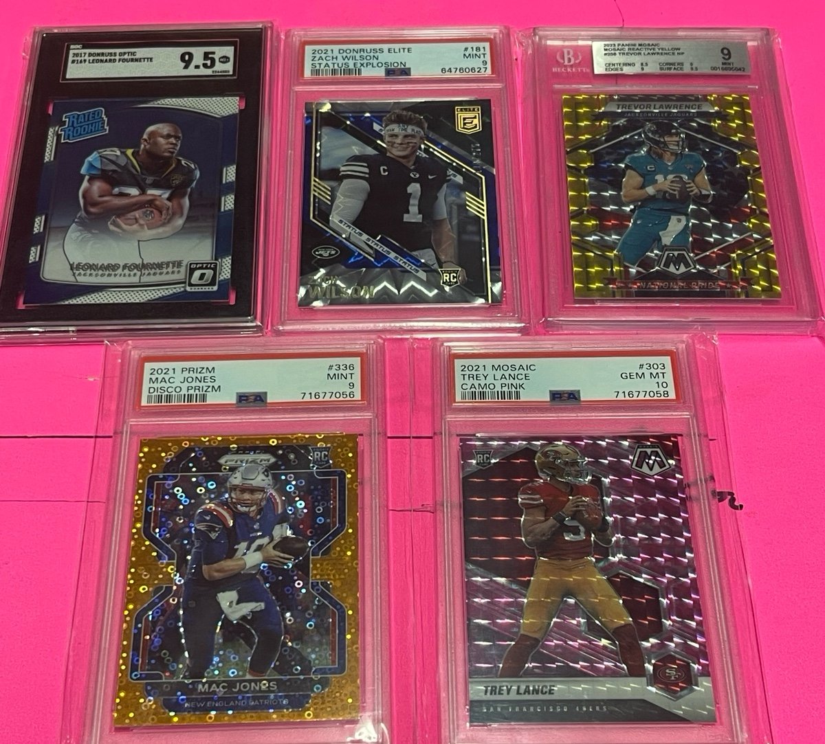 Psa 9-10 card lot all rookies- Leonard fournette Mac jones t-law trey lance psa