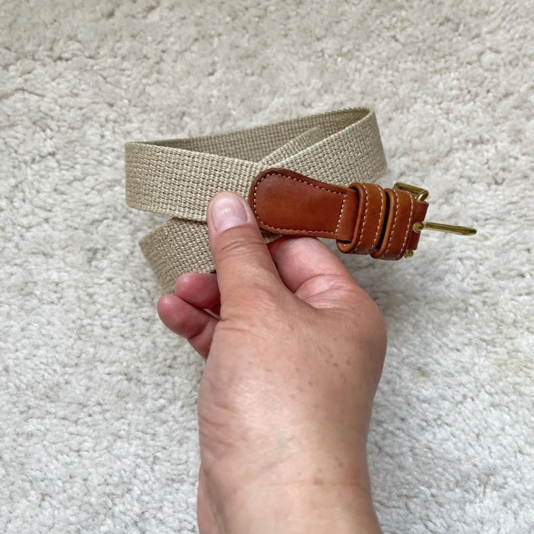 Coach Vintage Linen Leather Woven Unisex 3810 Slim Brown Tan Sz 36 Brass Belt
