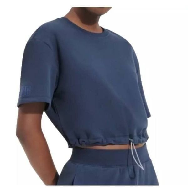 UGG Sweatshirt Womens Large Short Sleeve Cropped Teagin Lounge Athleticwear Blue