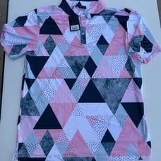 Yatta Golf Birdie Dropper Polo Shirt Men's L Abstract Performance Stretch Retro