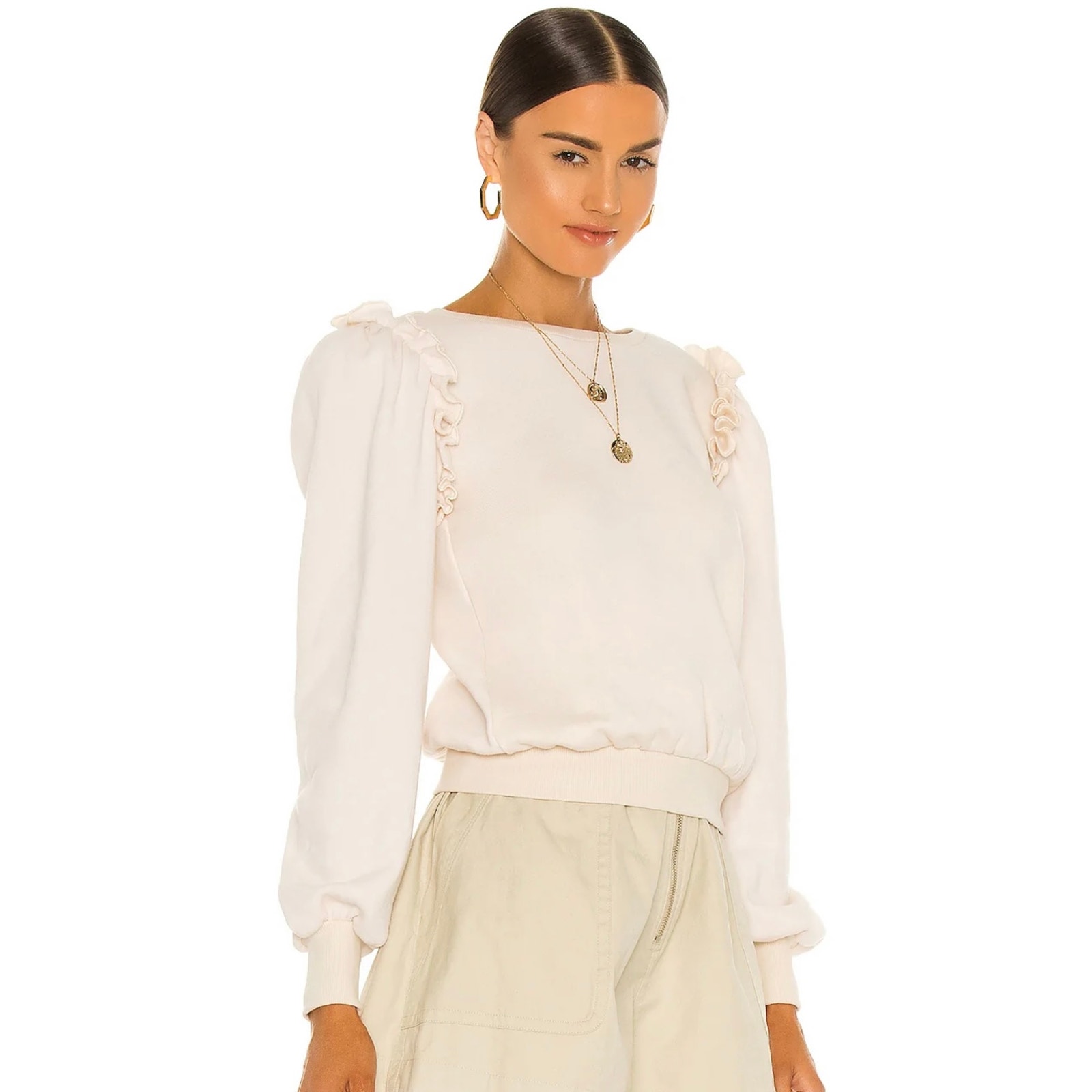 Revolve TULAROSA Long Sleeve Neda Sweatshirt In Vanilla Cream Size Small