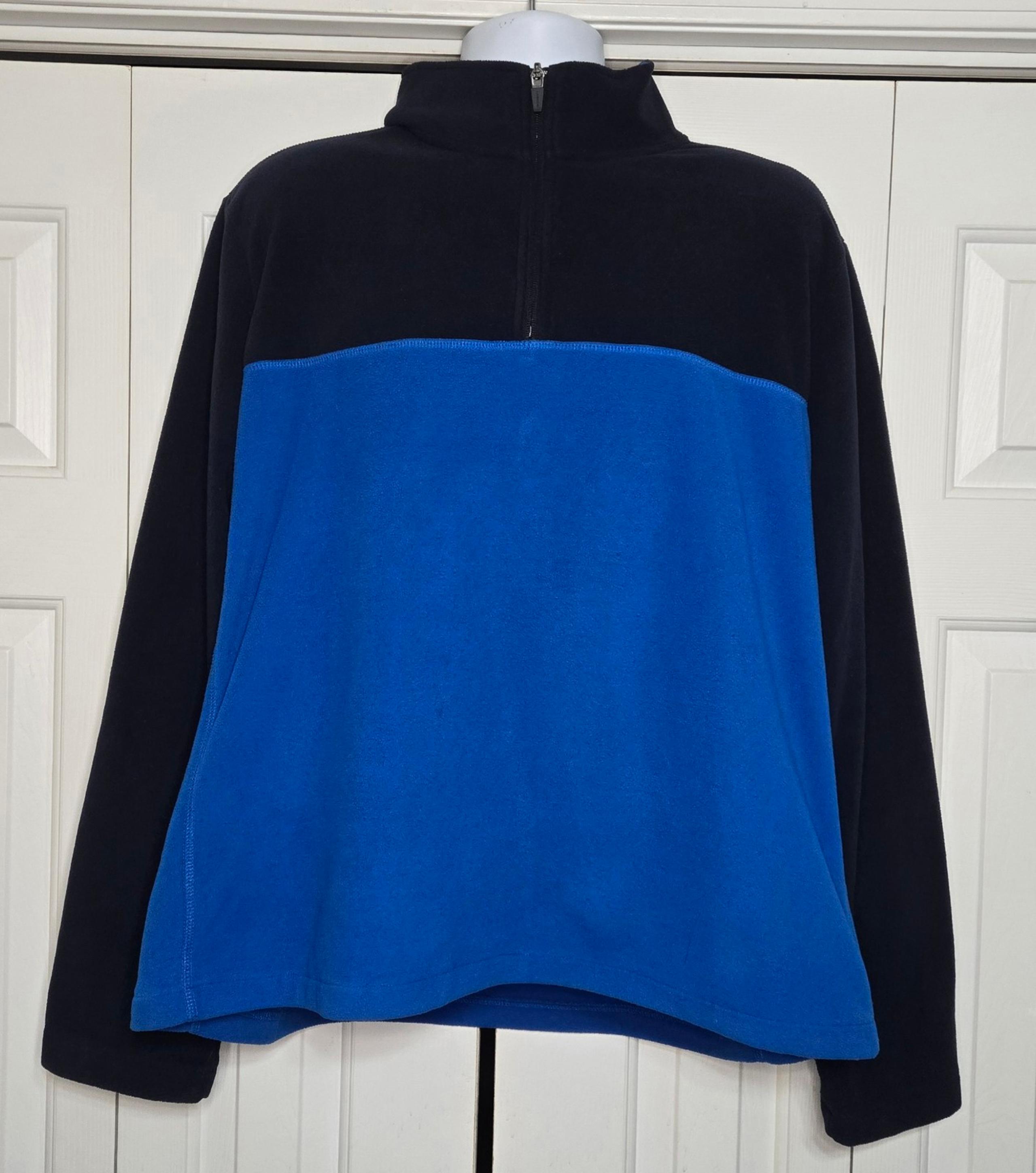 Lands End Mens Size XL (46-48)  Blue 1/4 Zip Fleece Pullover Jacket Lightweight