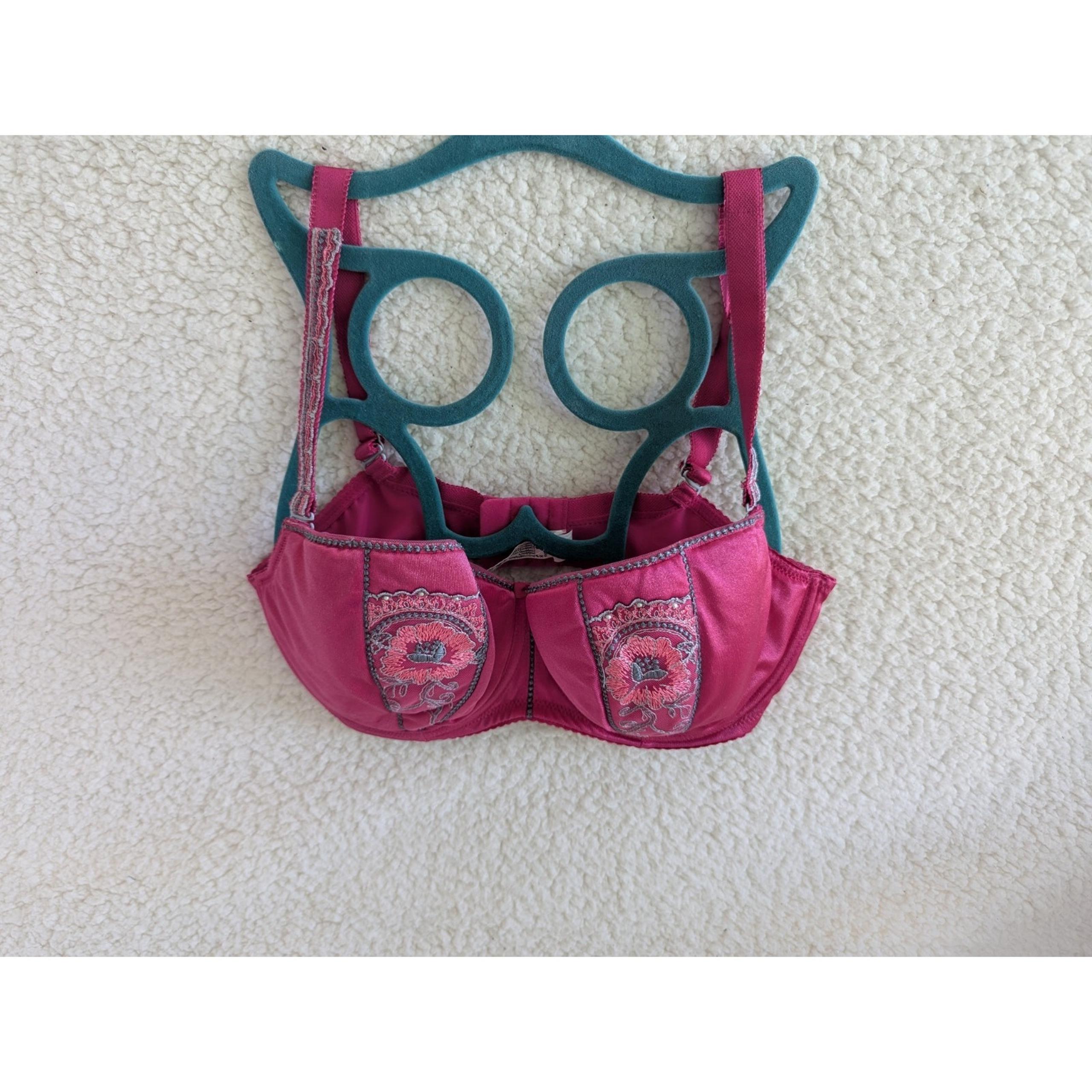Gorsenia Ladies Underwired Bra Size 38/G Pink, Beaded, Adjustable