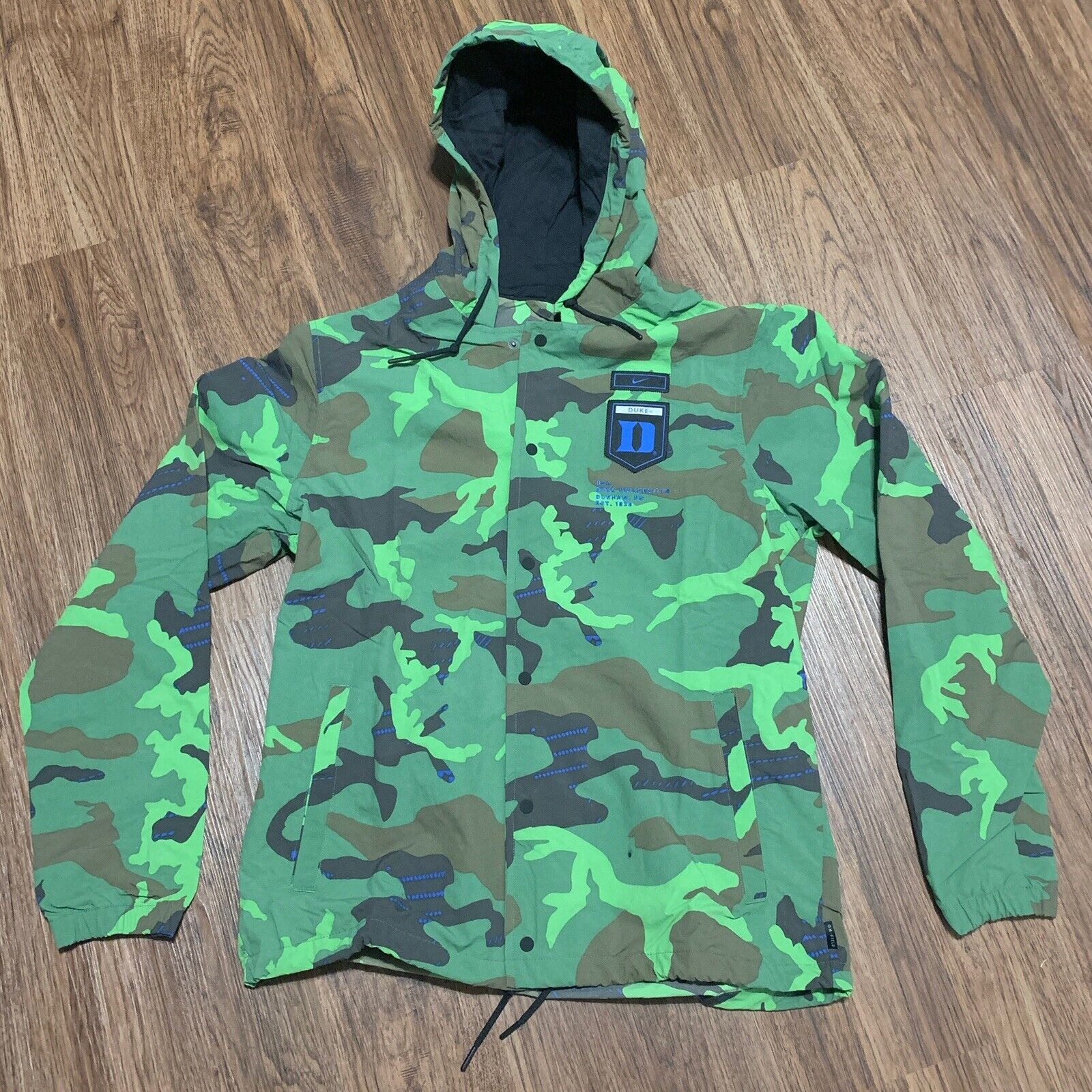 Duke Blue Devils Nike Green Camo Hooded Jacket Coat Men's Size Large DQ2221-328