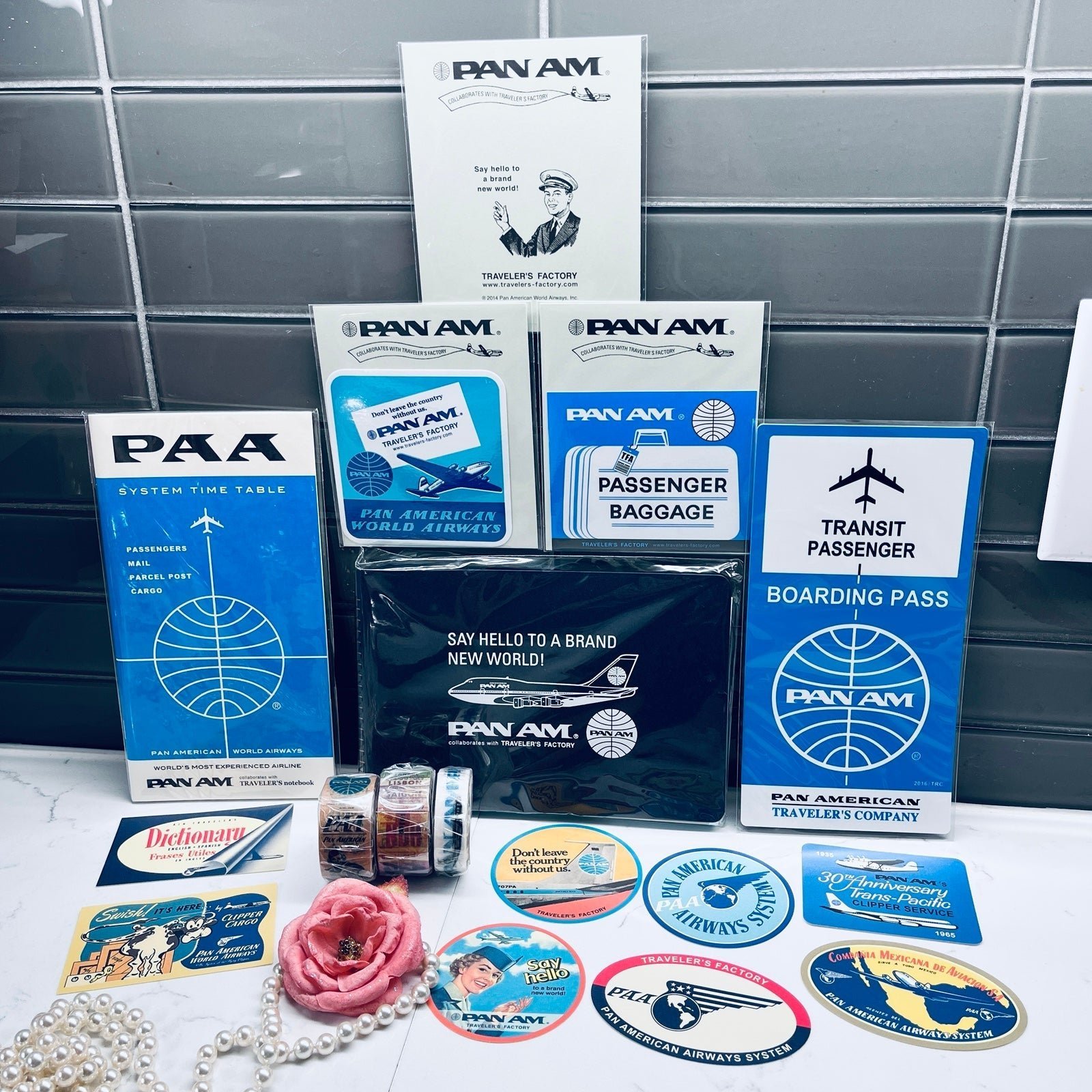 *RARE SET* Pan Am Traveler’s Notebook / Washi / Stickers / notebook 16 Pcs Set