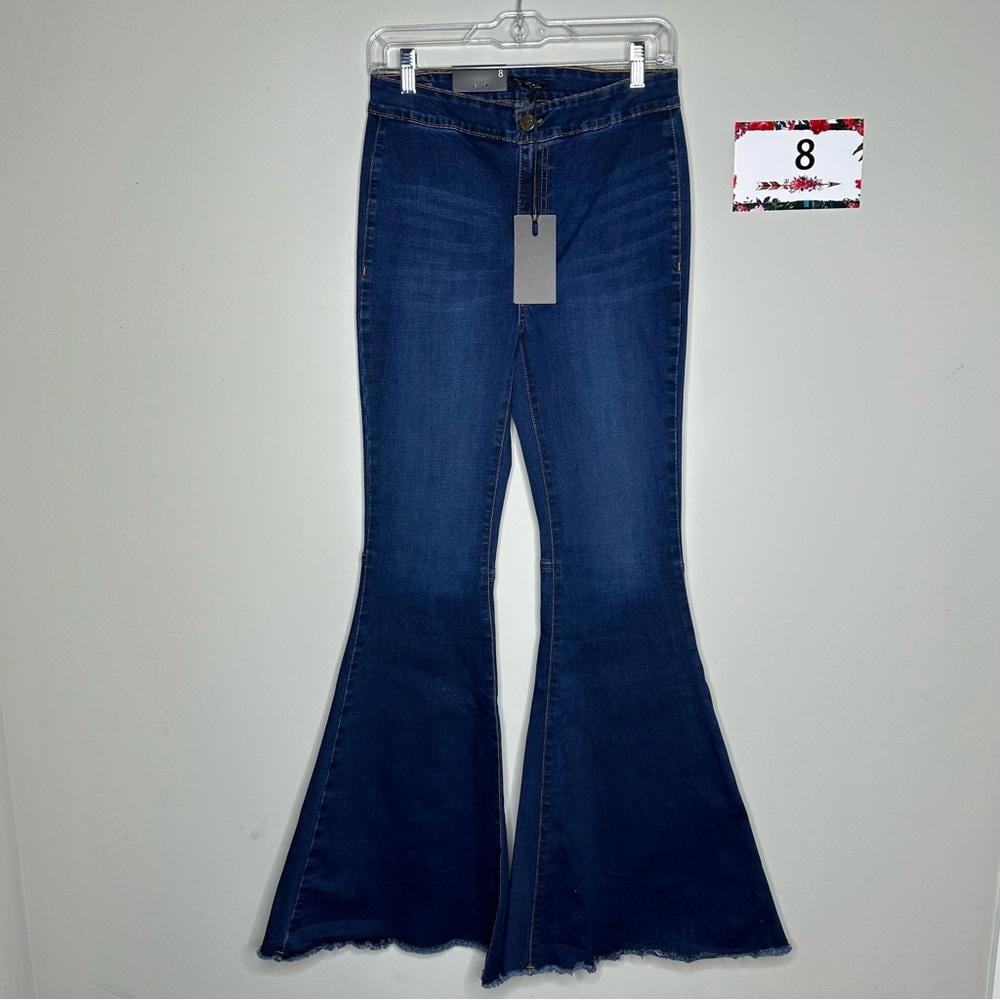 L&B size 8 Extreme Flare Jean medium wash non distress denim