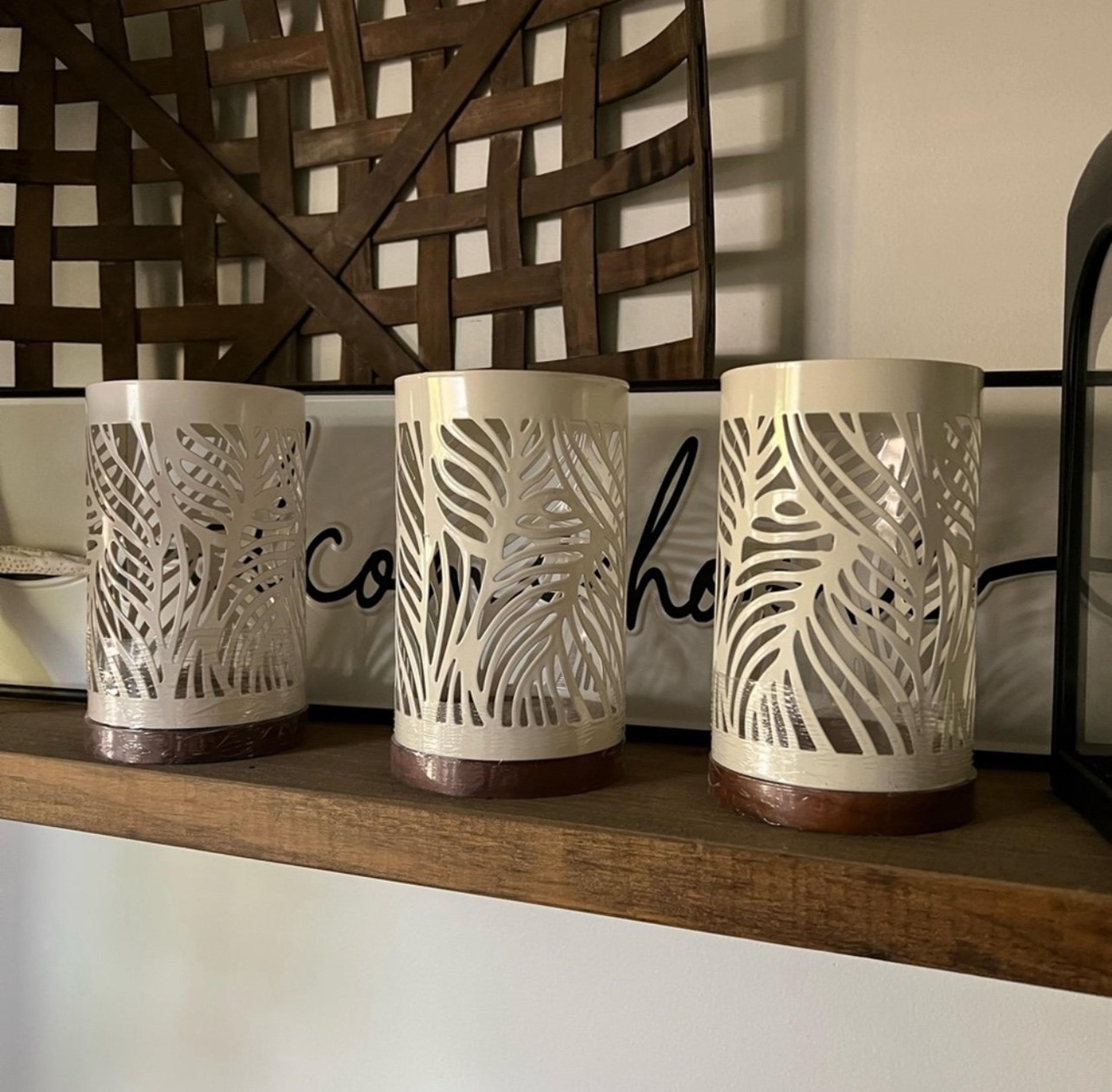 New Candle Pilar White  & Wood Bottom Indoor/Outdoor