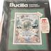 Vintage 1990 stamped cross stitch Bucilla pattern Grannycore cottage box u