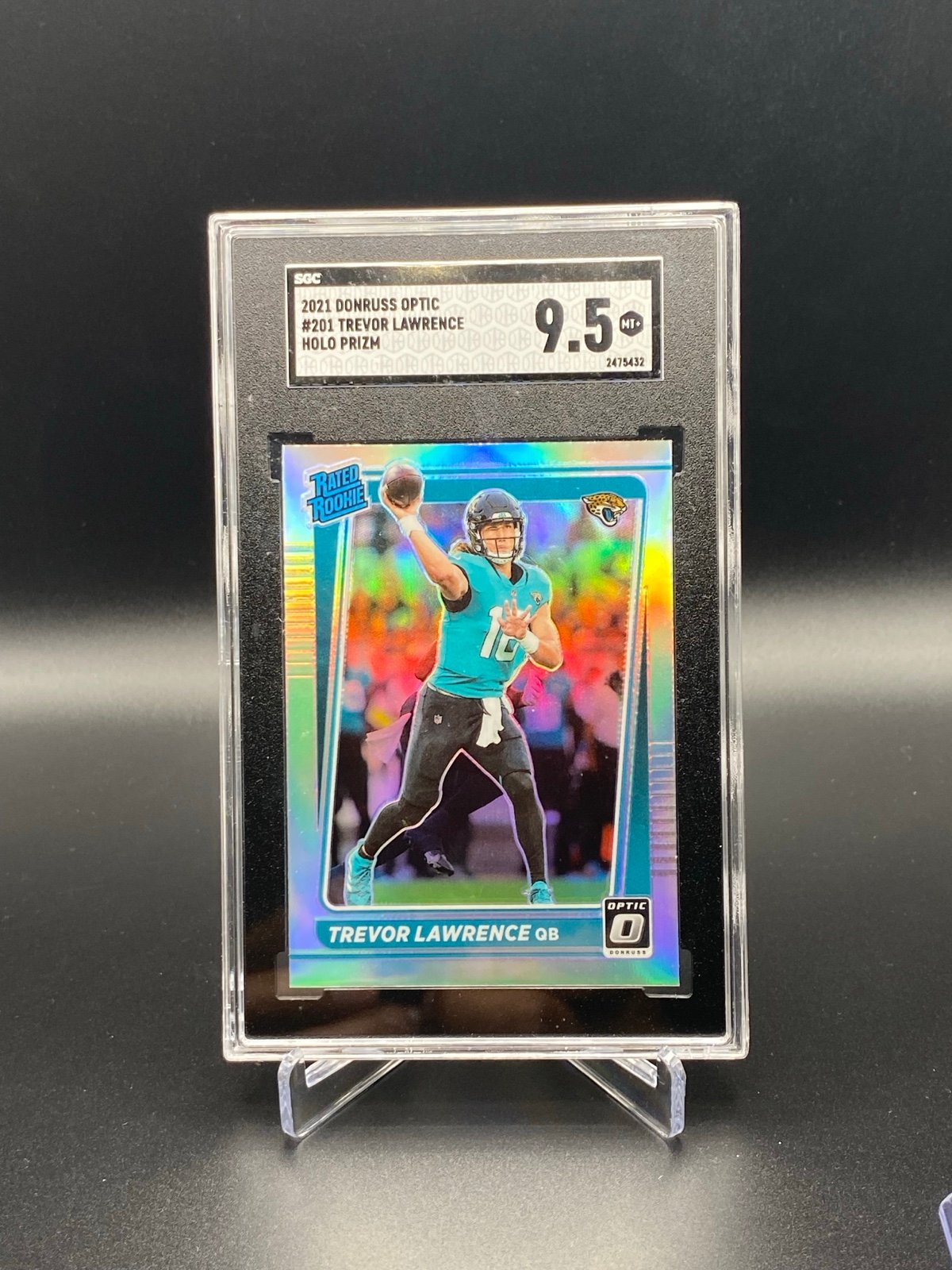 2021 Donruss Optic #201 TREVOR LAWRENCE Rated Rookie RC Holo Prizm SGC 9.5 MT+
