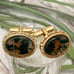 Vintage Unsigned Moss Agate Cabochon Oval Gold-tone Cufflinks