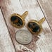 Vintage Unsigned Moss Agate Cabochon Oval Gold-tone Cufflinks