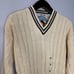 Cherokee Vintage Tennis V-Neck Cable Knit Sweater Cream Cotton Men's L New