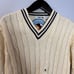 Cherokee Vintage Tennis V-Neck Cable Knit Sweater Cream Cotton Men's L New