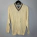 Cherokee Vintage Tennis V-Neck Cable Knit Sweater Cream Cotton Men's L New