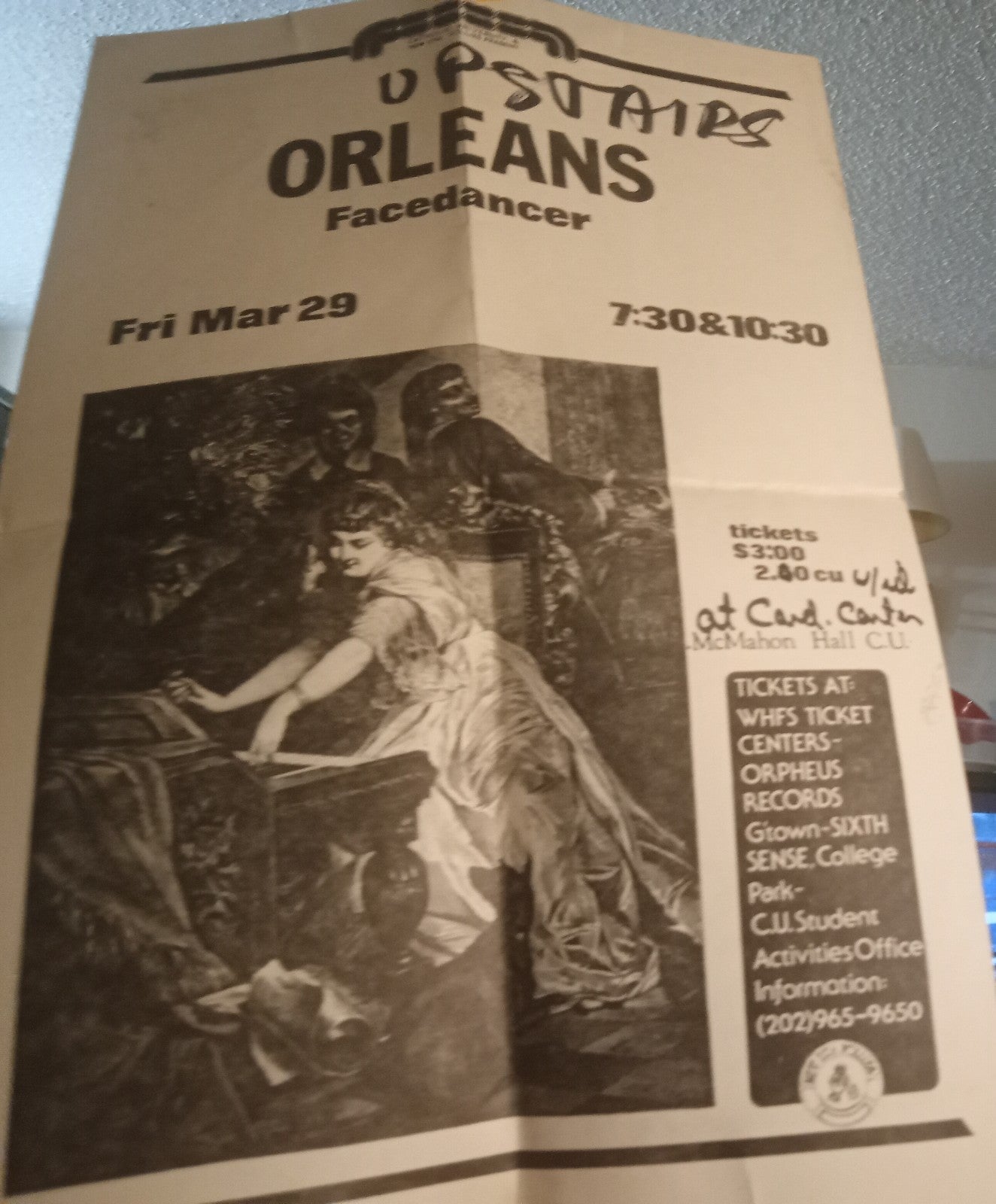 Orleans Face dancer Original Vintage Concert Poster Catholic University Rock DC