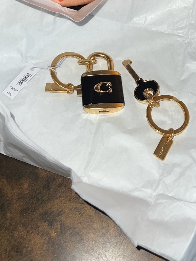 Coach lock and key bag ring or keychain