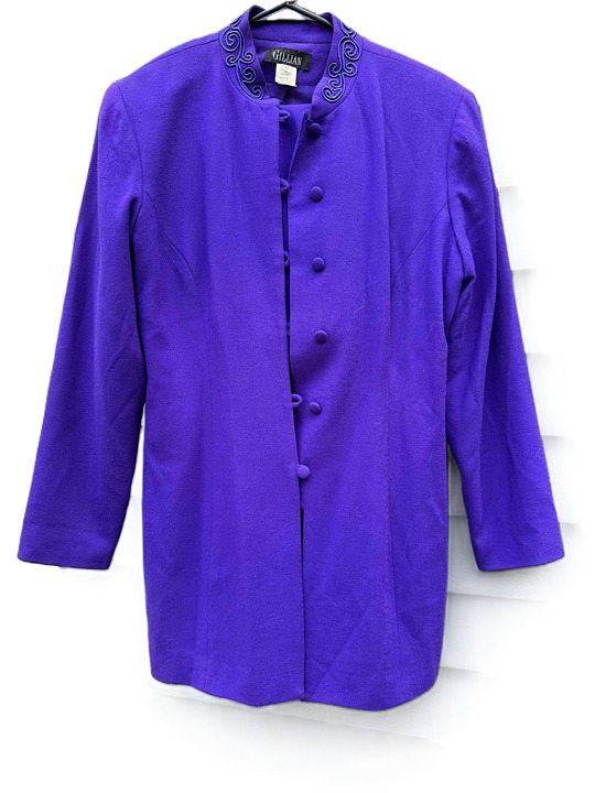 Vintage Gillian Purple Wool Jacket and Skirt Suit Buttoned Front Womens Sz 12
